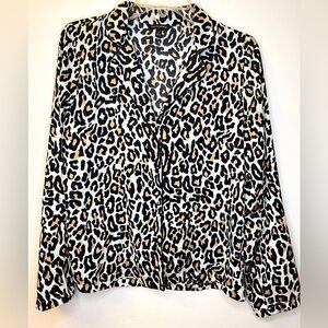 Bananan Republic Intimate Sleepwear Cheetah Print Button Blouse & Pants S/XS